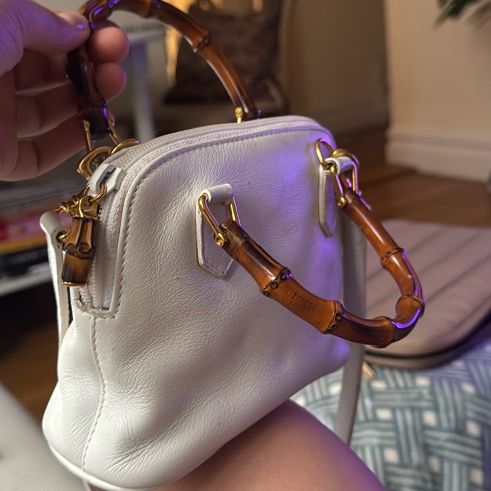 Vintage Gucci White Mini Bag with Gold Hardware